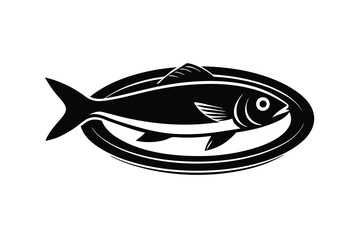 Poster - Fresh seafood silhouette on oval platter restaurant menu design