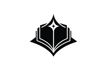 Poster - Abstract black silhouette logo design featuring stacked books and star