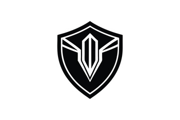 Poster - Black silhouette shield logo design graphic modern icon
