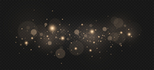 Wall Mural - sparkling magical dust with glitter and bokeh effect. twinkling golden stardust for dreamy and festi