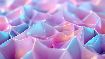 Poster - Abstract Pastel Geometric Texture with Iridescent Hues and Glossy