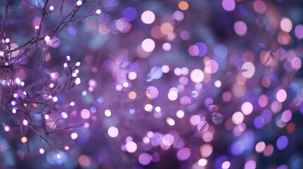 Poster - Purple christmas lights bokeh background holiday festive celebration decoration abstract design blur effect