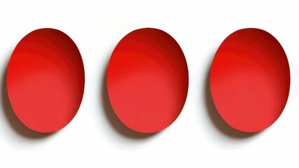 Aufkleber - Three red oval plates arranged on a white wall