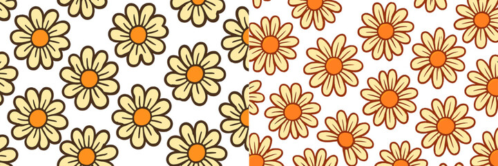 Poster - Colorful daisy pattern design showcasing vibrant flowers on contrasting backgrounds
