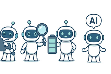 Poster - Robots showcasing different activities related to artificial intelligence innovation