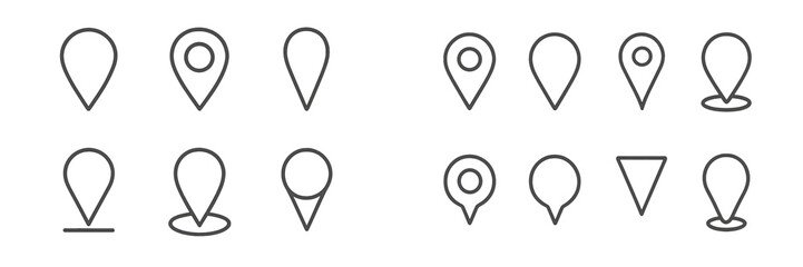 Fototapete - Different styles of location markers set against a simple background showcasing various shapes and designs
