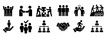 © Zaleman - Diverse teamwork and collaboration icons representing various activities and interactions in a business or community setting