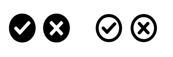 Poster - Unique combination of check and cross symbols created with simple black and white design for clear visual communication