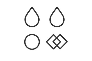Fototapete - Simple geometric shapes representing water drops, circles, and intertwined diamonds in a minimalist design