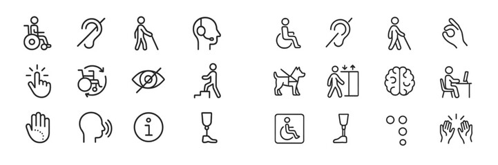 Poster - Collection of accessibility icons representing various disabilities and assistance features for inclusive design