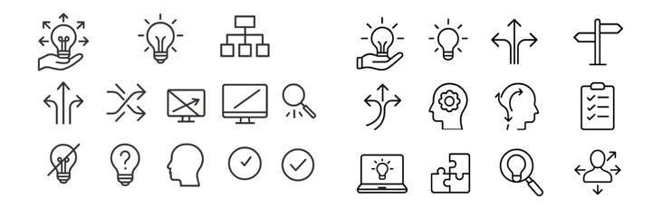 Poster - Creative icons representing ideas, planning, and problem-solving in a modern digital workspace