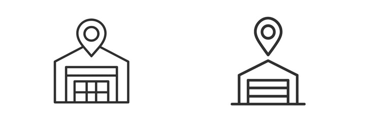 Leinwandbilder - Design of simplistic warehouse icons with location markers for application use in digital platforms