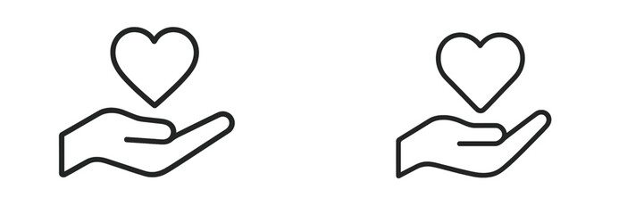 Aufkleber - Symbol of love and care represented by hands holding a heart in a simple design for emotional connection