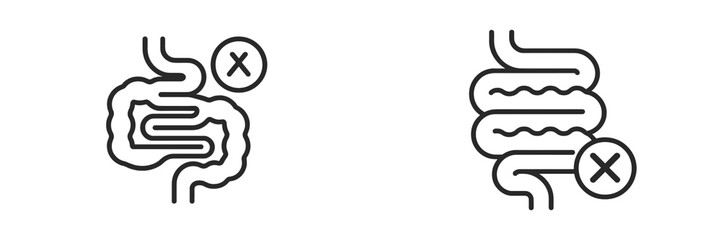 Aufkleber - Graphic representation of healthy and unhealthy digestive systems illustrating differences in function and structure