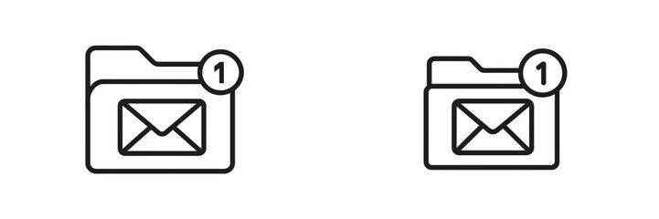 Fototapete - Folder icons with notification symbols indicating unread messages in a digital workspace