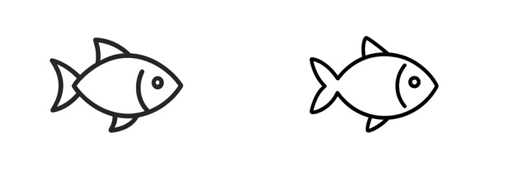 Leinwandbilder - Fish illustrations featuring simple line designs illustrating aquatic life and minimalist art style