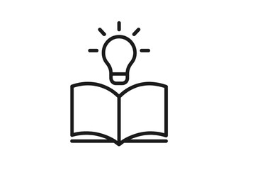 Aufkleber - Open book with a light bulb above symbolizing creativity and knowledge during a learning session