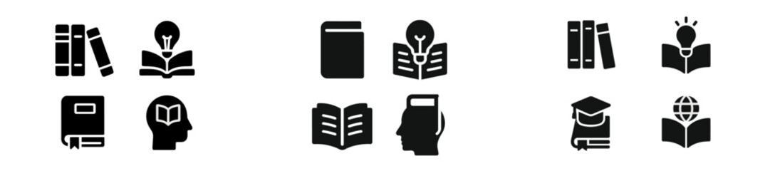 Aufkleber - Various icons representing learning, education, and knowledge in a modern design suitable for an academic or informative context