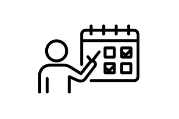 Poster - person pointing at calendar while checking off tasks for better time management and organization
