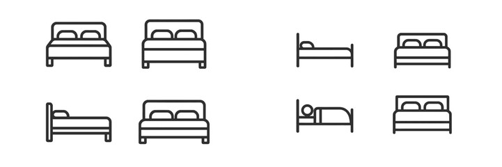 Leinwandbilder - Different styles of beds illustrated in a minimalist design for bedroom ideas
