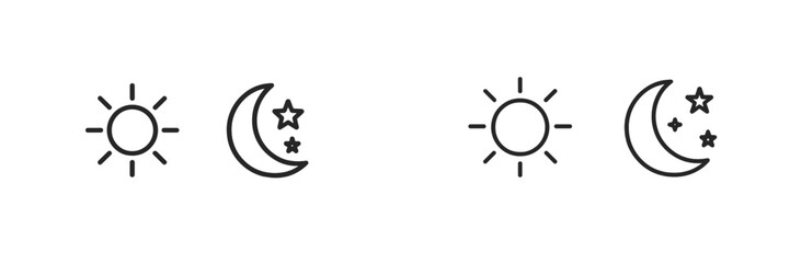 Poster - Illustrative icons displaying sun and moon phases with stars representing day and night transitions in a simple design