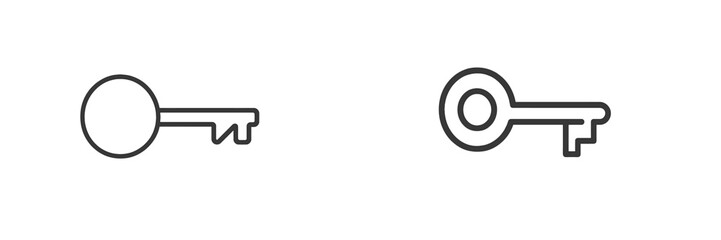 Aufkleber - Two simple keys illustrated on a white background showcasing distinct designs and shapes in a minimalist style