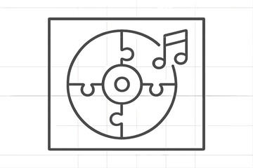 Aufkleber - Creative representation of a music puzzle design emphasizing the connection between melodies and games