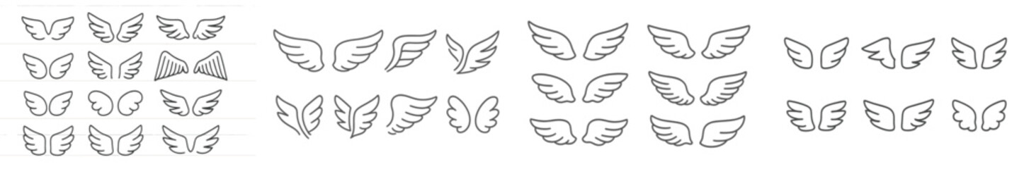 Aufkleber - Collection of wing illustrations showcasing various styles, shapes, and designs for creative projects and inspiration