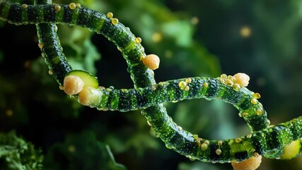 Aufkleber - A close-up view of a strand of food growing on a plant's leaf