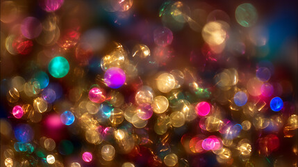 Poster - Colorful bokeh lights background abstract blurred holiday party celebration festive glitter design texture