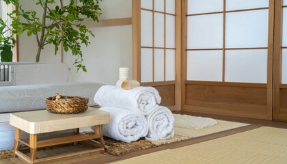 Poster - Tranquil Interior Space with Harmonious Arrangement and Natural Elements