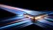 © Wimon - A glowing microchip with illuminated circuitry and data streams on a dark background, symbolizing advanced technology and connectivity.
