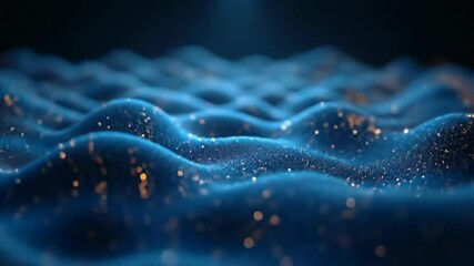 Poster - Luminescent waves undulate gracefully through a dark space, revealing sparkling particles that enhance the ethereal ambiance