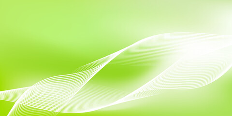 Wall Mural - abstract green gradient background with shining lines waves. minimalist background for banner, poste