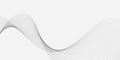 Poster - Abstract grey, white smooth element swoosh speed wave modern stream background. Abstract wave line for banner, template, wallpaper background with wave design. Vector illustration	