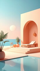 Poster - Minimalist Tranquil Scene with Simple Shapes and Calming Composition