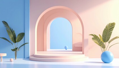 Poster - Calm Minimalist Scene with Simple Shapes and Tranquil Colors