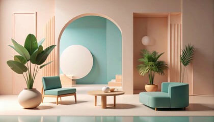Poster - Tranquil Minimalist Scene with Simple Shapes and Calming Composition