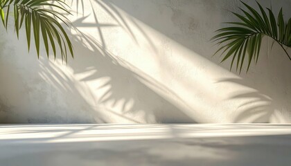 Poster - Tranquil Scene with Soft Light and Shadow Interplay on Wall