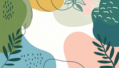 Poster - Colorful Abstract Background with Natural Elements and Soft Shapes