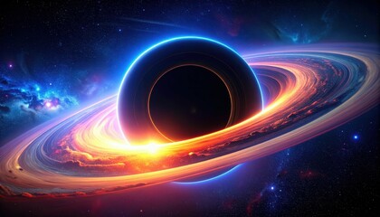 Poster - Awe-Inspiring Cosmic Black Hole Consuming Planet in Abstract Space Scene