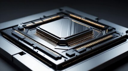 Computer chip featuring land grid array in black animation