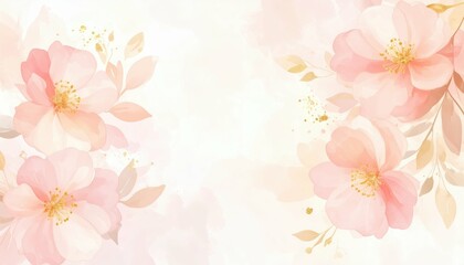 Poster - Soft Blush Watercolor Floral Design in Pink and Beige Tones
