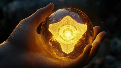 Poster - A person grasping a radiant glass orb, ideal for representing light, magic, or wonder