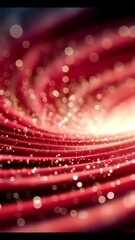 Poster - Abstract red spiral resembling a galactic vortex made of glowing threads and glittering particles