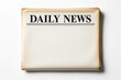 © VideoFlow - Top view of a blank newspaper front page with DAILY NEWS headline in bold font, styled in a creative layout over a clean white background. Ai generative