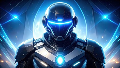 Poster - Futuristic Quantum Soldier in Experimental Phase Shifting Armor