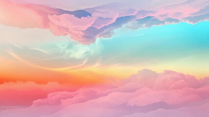 Aufkleber - A bright and vibrant blue sky filled with puffy white clouds, perfect for a sunny day