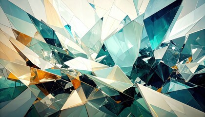 Poster - Abstract Fragmented Glass Artwork with Delicate Shattered Pieces