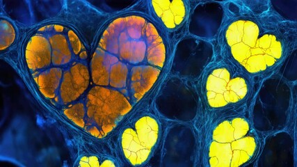 Poster - A close-up view of a heart composed of microscopic cells, great for medical or educational uses
